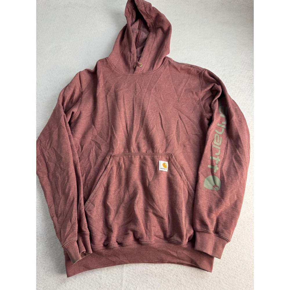 Carhartt Hoodie Mens Small Red Original Fit Sleeve Logo Fleece Sweatshirt K288‎